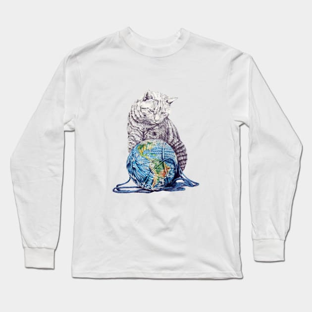 Our feline deity shows restraint Long Sleeve T-Shirt by jamesormiston